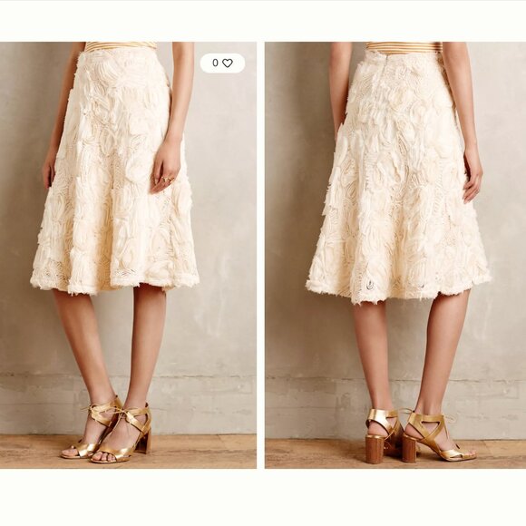 Anthropologie HD in Paris Tufted Blossoms Skirt 0 - Picture 1 of 8
